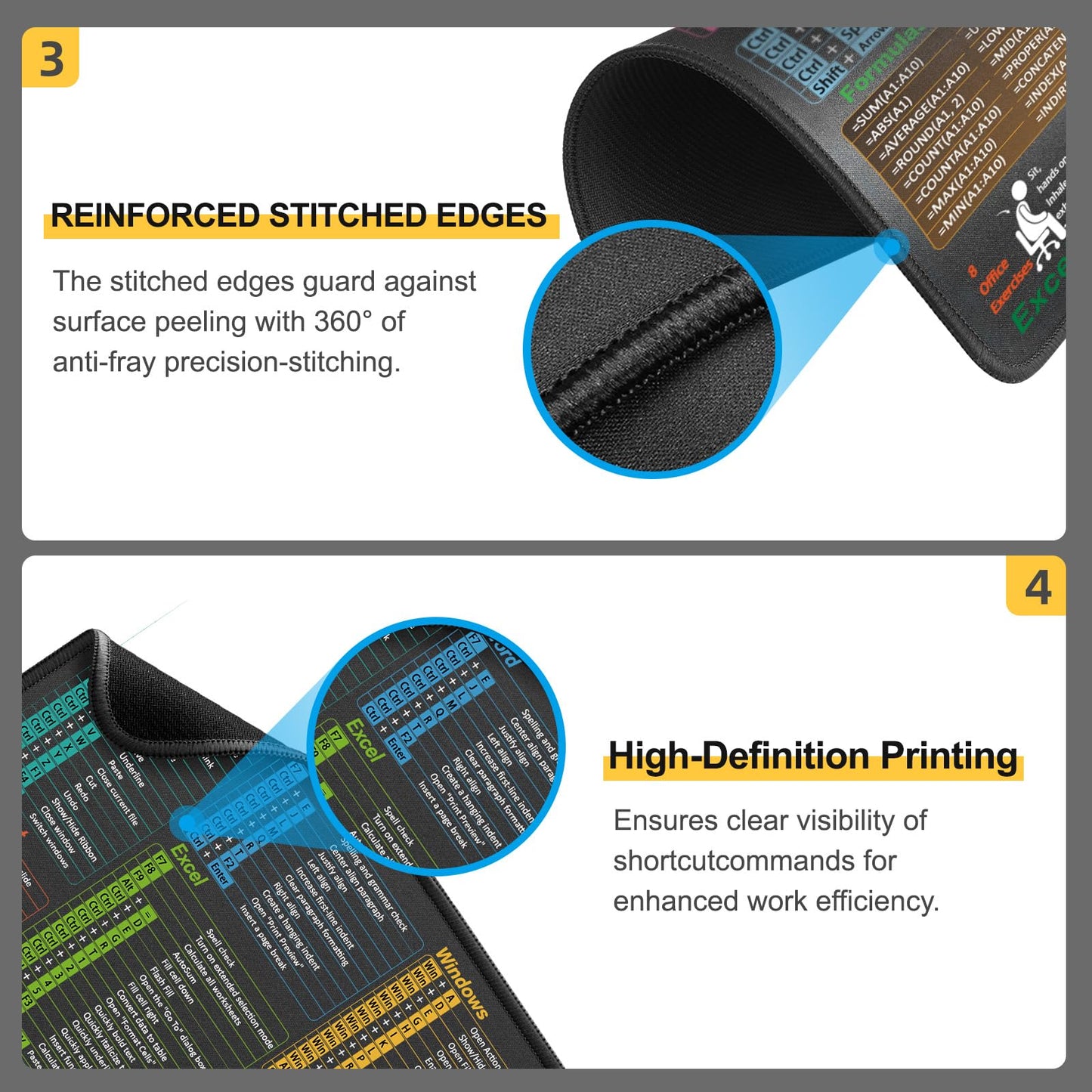 Mouse Pad for Excel/Word/PowerPoint/Windows Shortcuts