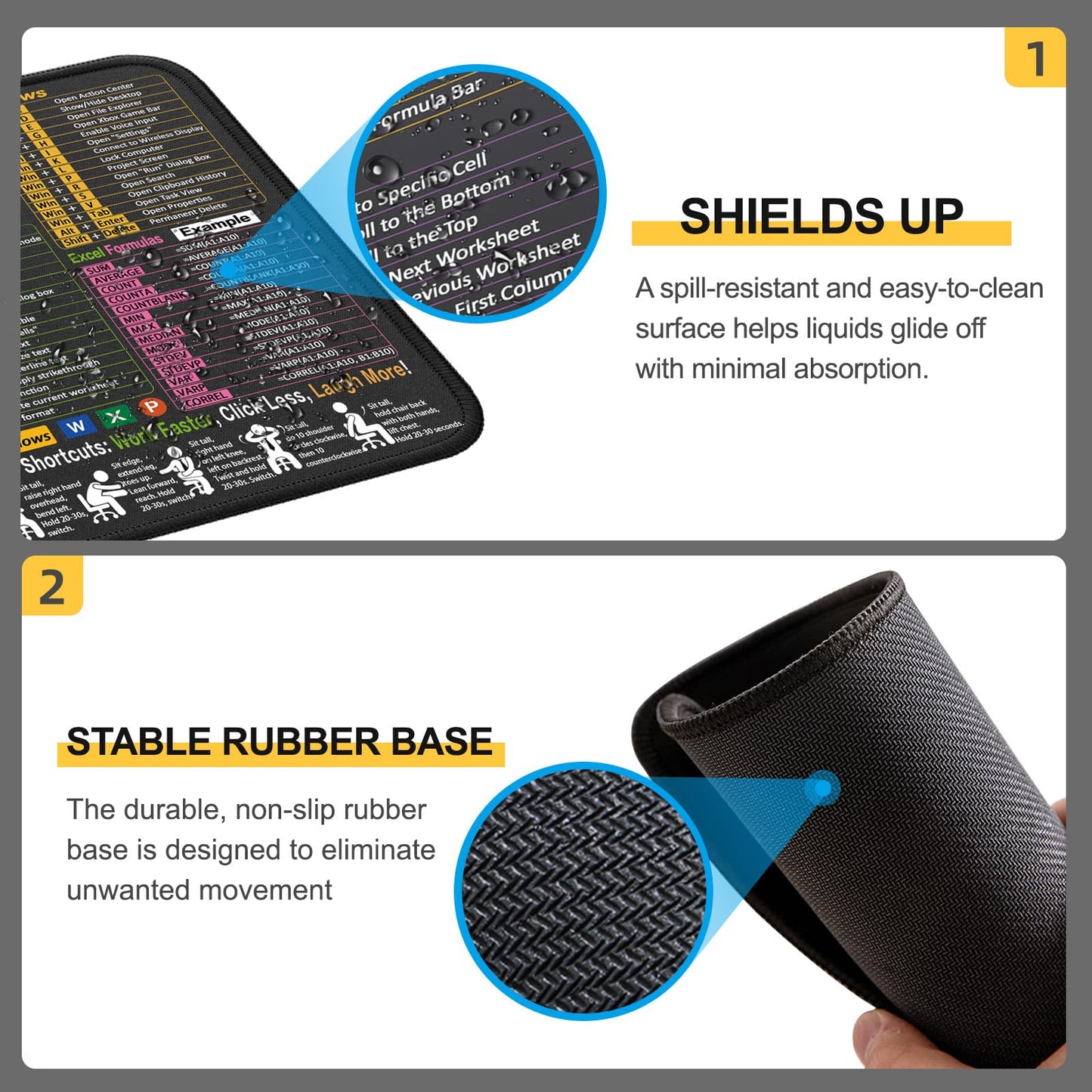 Mouse Pad for Excel/Word/PowerPoint/Windows Shortcuts