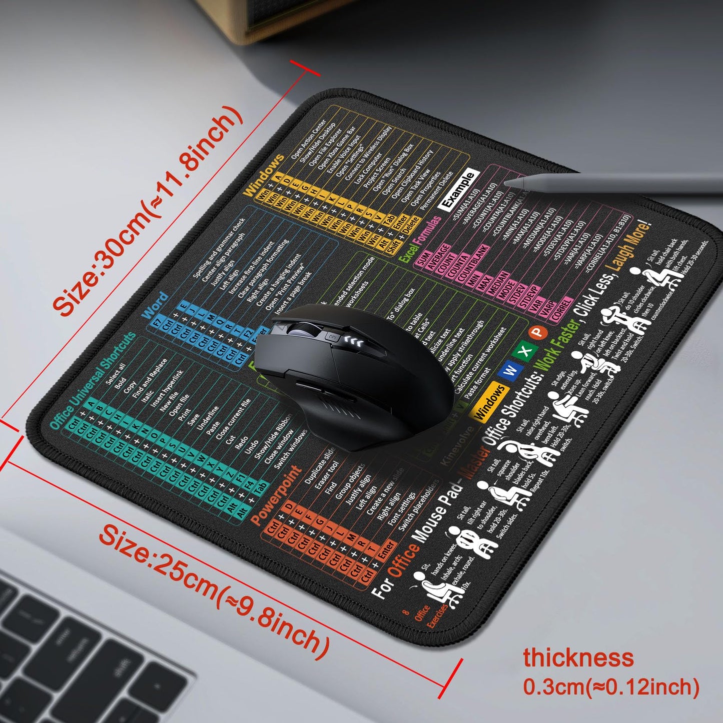 Mouse Pad for Excel/Word/PowerPoint/Windows Shortcuts